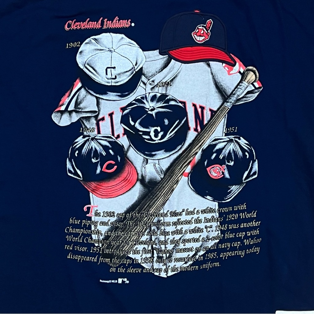 Vintage Cleveland Indians Nutmeg Navy Blue XL T Shirt